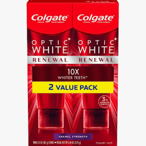 Colgate Optic White Renewal Teeth Whitening Toothpaste, Enamel Strength, 3 Oz Tube, 2 Pack
